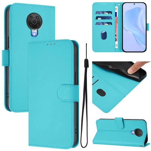 Funda de Piel Sintética con Cordón para Nokia 6.3/G20/G10 (Azul Lago)