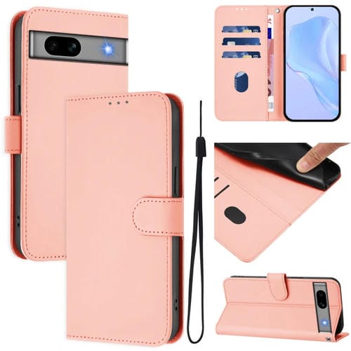 Funda de Piel Sintética con Cordón para Google Pixel 7A (Rosa)