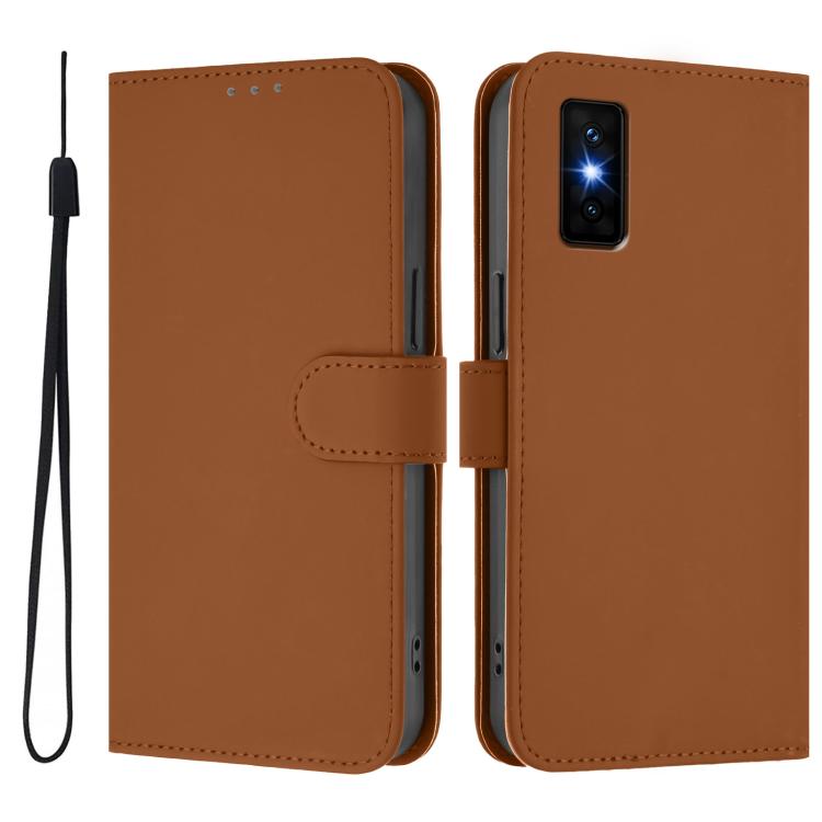 Funda de cuero con textura de piel y cordón para Infinix GT 30 Pro (marrón)