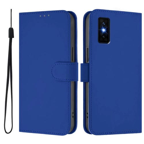 Funda de cuero con textura de piel y cordón para Infinix GT 30 Pro (azul oscuro)