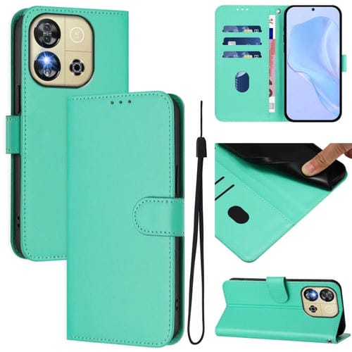 Funda Piel Sintética con Cordón para Teléfono Oukitel C57S (Verde)