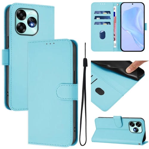 Funda de Piel Sintética con Cordón para Teléfono Umidigi A15/A15C/A15T (Azul Cielo)