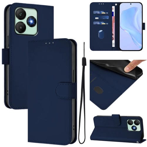 Funda de Piel con Cordón para Teléfono Wiko T20 Skin Feel (Azul Marino)