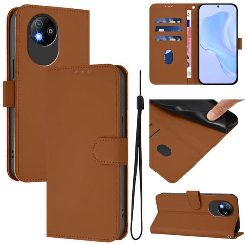 Funda de Cuero con CordĂłn para ZTE Blade A35 Lite/A35 Core con Tacto de Piel (MarrĂłn)