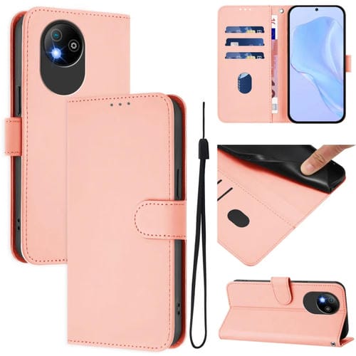 Funda de Piel Sintética con Cordón para ZTE Blade A35 Lite/A35 Core (Rosa)