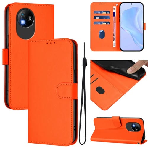 Funda de Piel Sintética con Cordón para ZTE Blade A35 Lite/A35 Core (Naranja)