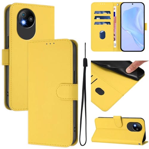 Funda de Piel Sintética con Cordón para ZTE Blade A35 Lite/A35 Core (Amarillo Limón)