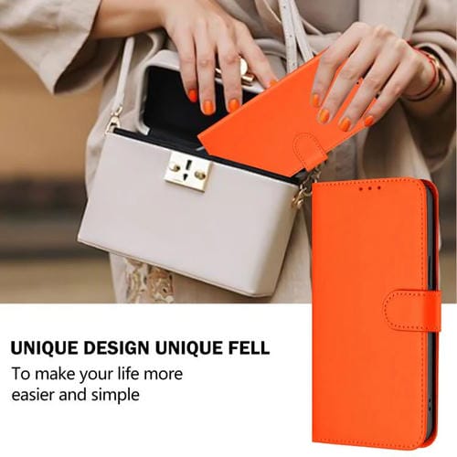 Funda de cuero con textura de piel y cordón para ZTE Blade A52 Lite (naranja)