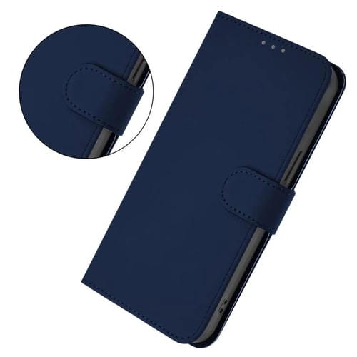 Funda de cuero con textura de piel y cordón para ZTE Blade A52 Lite (azul marino)
