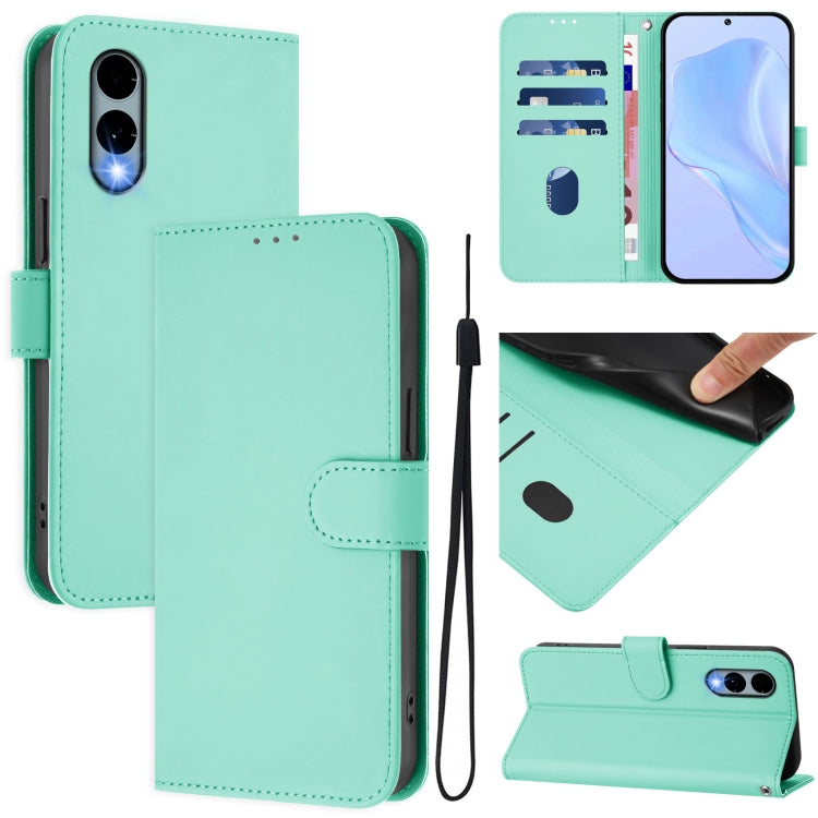 Funda de Piel Sintética con Cordón para Teléfono Fujitsu Arrows We2/F-52E (Verde Menta)