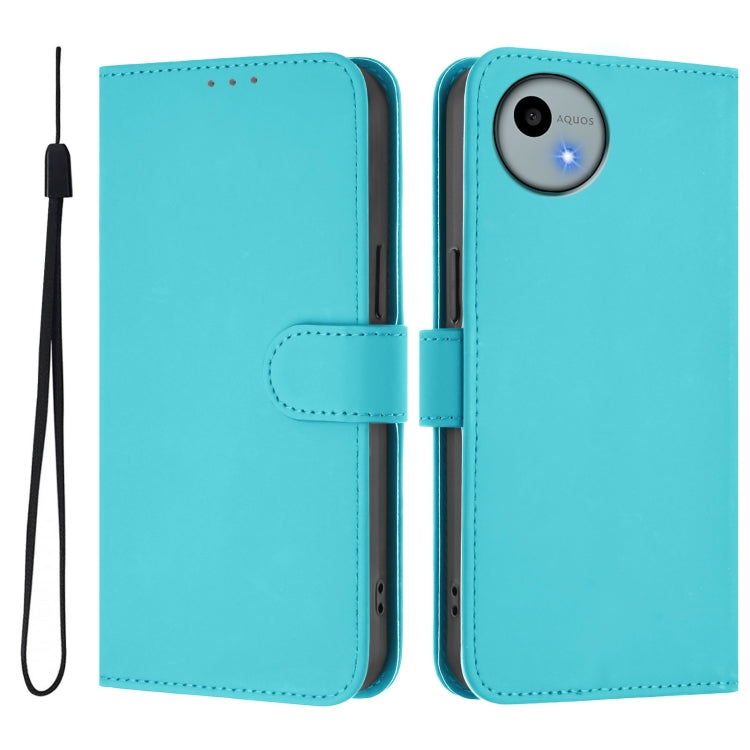 Funda de Piel Sintética con Cordón para Teléfono Sharp Aquos Wish4/Sh-52E (Azul Lago)