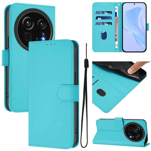 Funda de Piel Sintética con Cordón para Sharp Aquos R9 Pro Sh-54E (Azul Lago)
