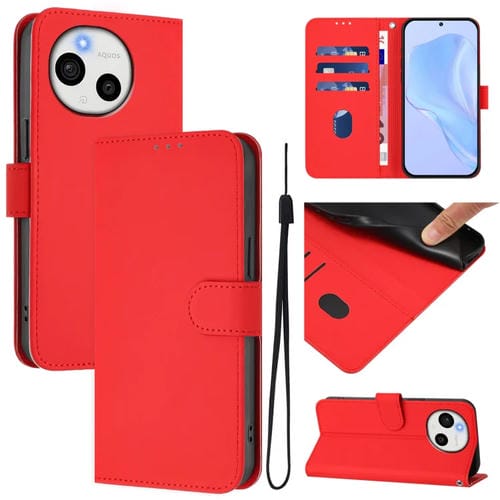Funda de Piel Sintética con Cordón para Sharp Aquos Sense9 (Rojo)