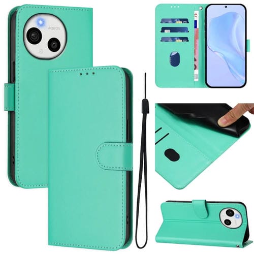 Funda de Cuero con Cordón para Sharp Aquos Sense9 Skin Feel (Verde)