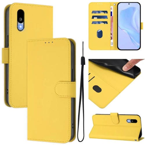 Funda de Cuero con Cordón para Sharp Basio Active3 (Amarillo Limón)