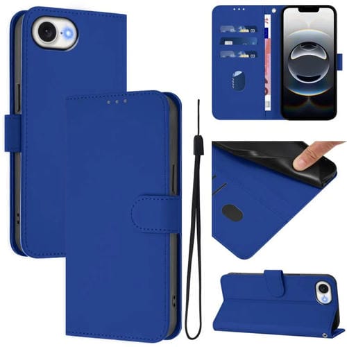 Funda para iPhone 16E con Cordón Piel Tacto Piel (Azul Oscuro)