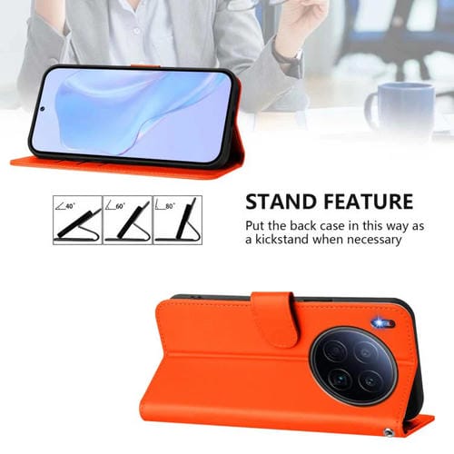 Funda de piel con cordón para Tecno Camon 40 Premier Skin Feel (naranja)
