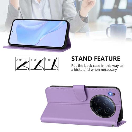 Funda de piel con cordón para Tecno Camon 40 Premier Skin Feel (morado lavanda)