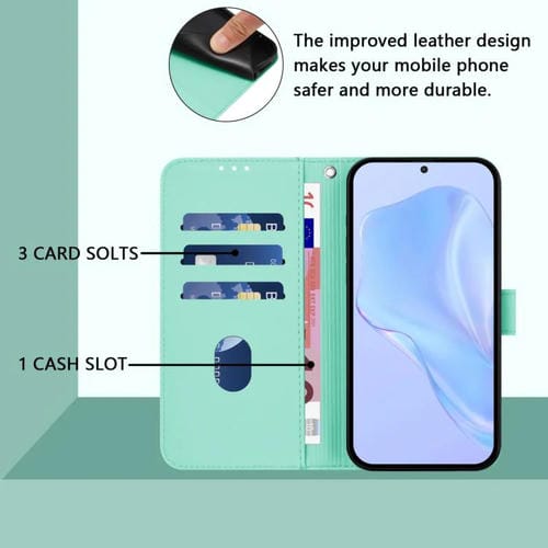 Funda de piel con cordón para Tecno Camon 40 Premier Skin Feel (verde menta)