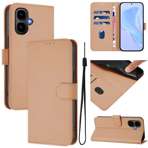 Funda de piel con cordón para Tecno Pop 10, color piel