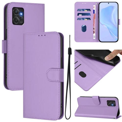 Funda de Piel con CordĂłn para Motorola Moto G Power 5G con Tacto de Piel (Morado Lavanda)