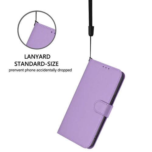 Funda de cuero con textura de piel y cordón para Motorola Moto G15 Power (morado lavanda)