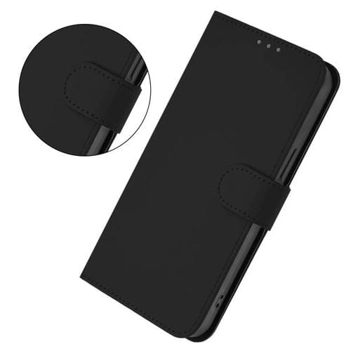Funda de cuero con textura de piel y cordón para Motorola Moto G15 Power (negro)