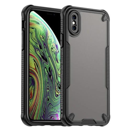 Funda híbrida TPU y PC iPhone X protección esmalte (Negro)