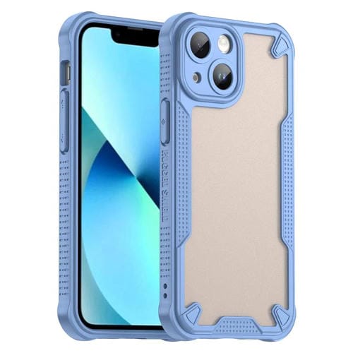 Funda HĂbrida TPU y PC iPhone 13 Mini ProtecciĂłn Glaseada (Azul)