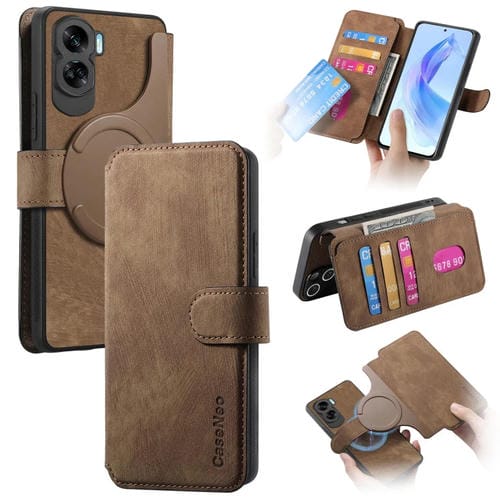 Funda For Honor 90 Lite Caseneo Magsafe Rfid Cuero Retro Antirrobo (MarrĂłn)