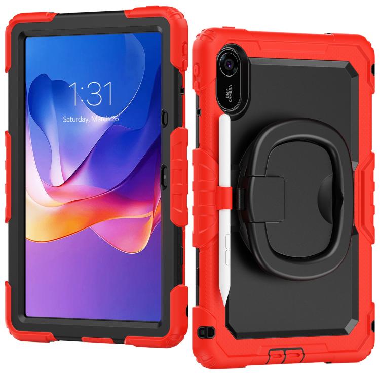 Funda híbrida de silicona tipo D para Xiaomi Redmi Pad 2, con asa y soporte (roja)