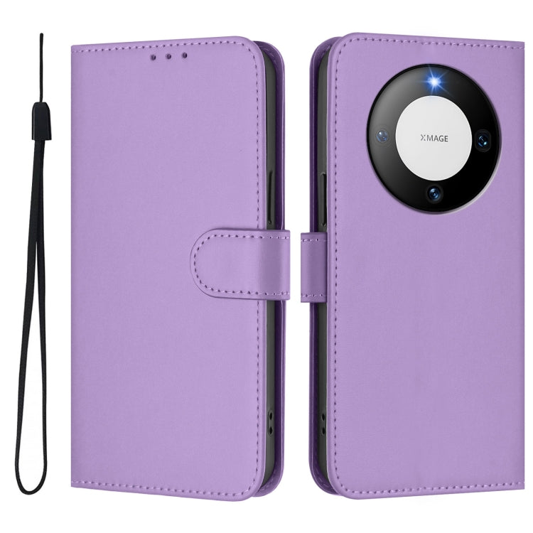 Funda de Piel Sintética con Cordón para Huawei Mate 60 con Tacto de Piel (Morado Lavanda)