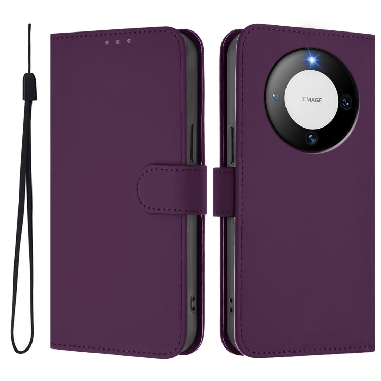 Funda de Piel Sintética con Cordón para Huawei Mate 60 con Tacto de Piel (Violeta)