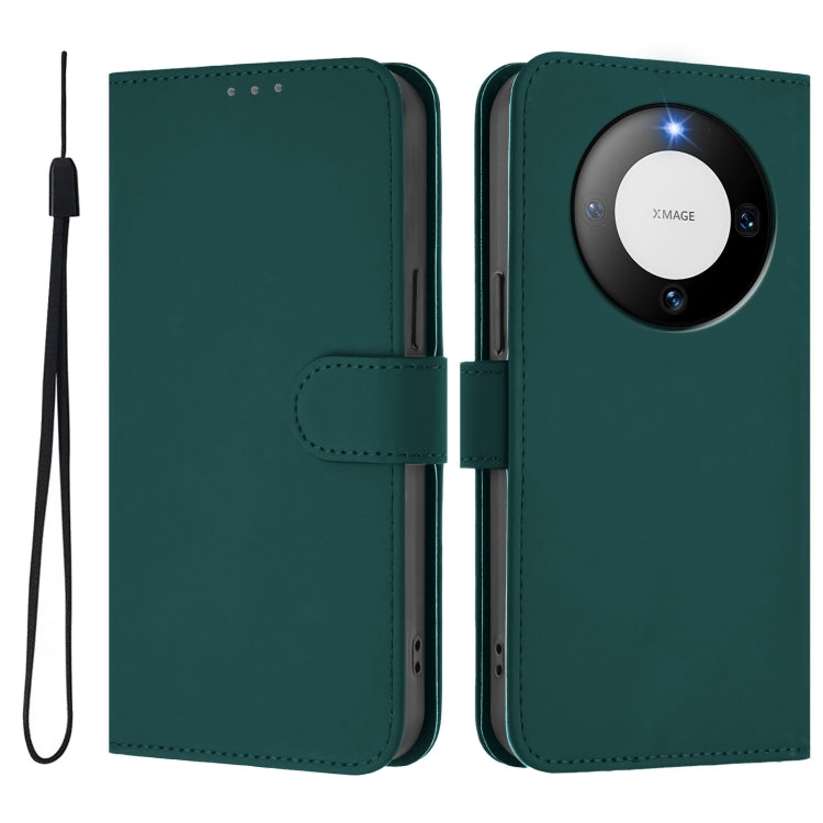 Funda de Piel Sintética con Cordón para Huawei Mate 60 Pro/60 Pro+ (Verde Oscuro)