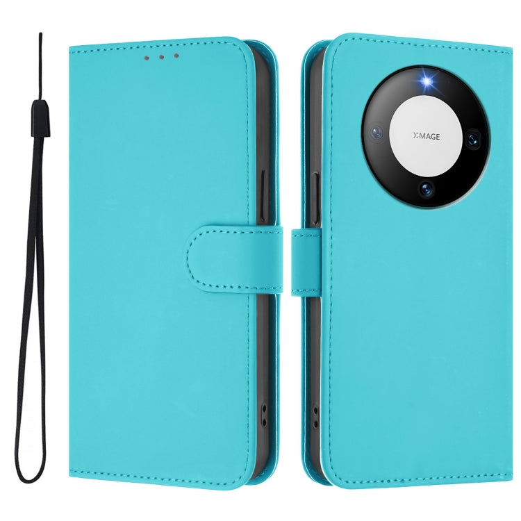 Funda de Piel Sintética con Cordón para Huawei Mate 60 Pro/60 Pro+ (Azul Lago)