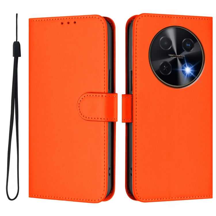 Funda de Piel con Cordón para Huawei Nova 12I 4G con Acabado Liso (Naranja)