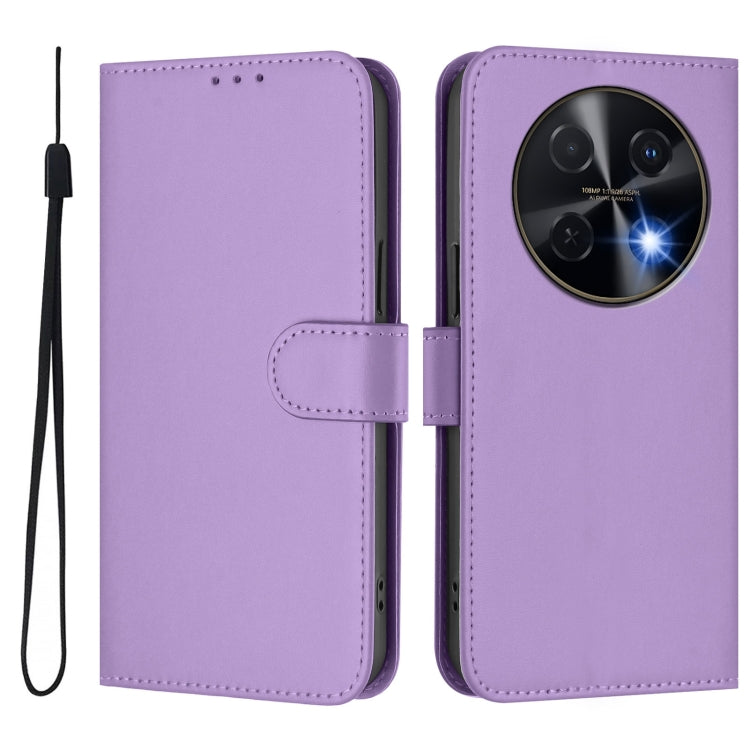 Funda de Piel Huawei Nova 12I 4G con Textura Liso y Cordón (Morado Lavanda)