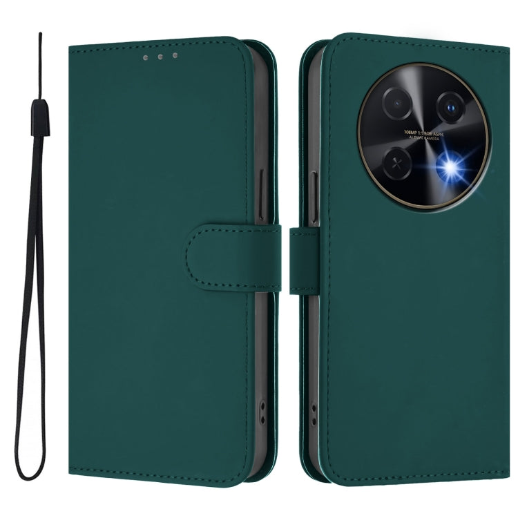 Funda de Piel Sintética con Cordón para Huawei Nova 12I 4G con Tacto de Piel (Verde Oscuro)
