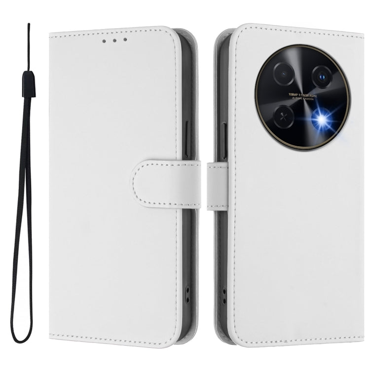 Funda de Piel Sintética con Cordón para Huawei Nova 12I 4G con Tacto de Piel (Blanco)
