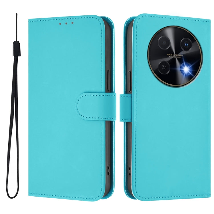 Funda de Piel Sintética con Cordón para Huawei Nova 12I 4G con Tacto de Piel (Azul Lago)