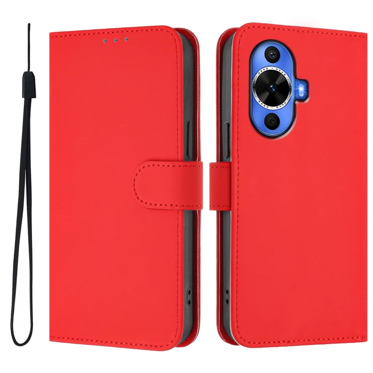 Funda de Piel Sintética con Cordón para Huawei Nova 12S 4G con Tacto de Piel (Rojo)