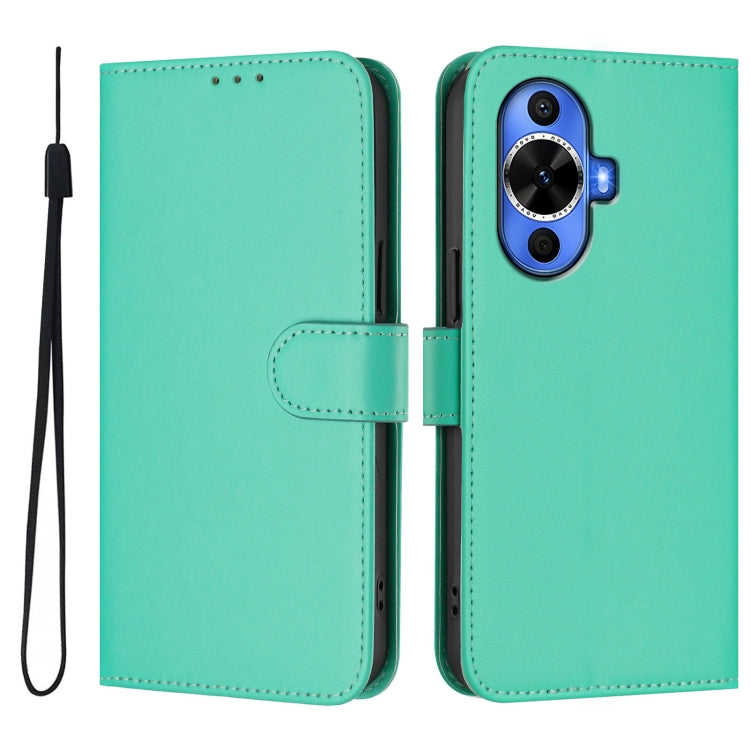 Funda de Piel Sintética con Cordón para Huawei Nova 12S 4G con Tacto de Piel (Verde)