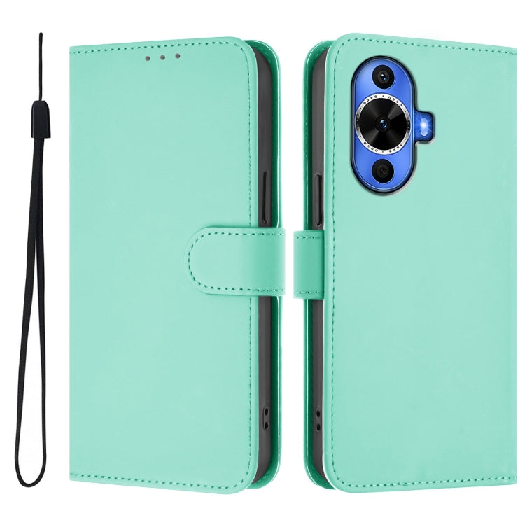 Funda de Piel Sintética con Cordón para Huawei Nova 12S 4G con Tacto de Piel (Verde Menta)