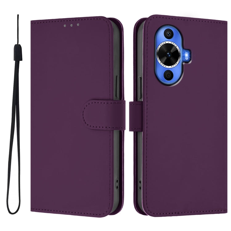 Funda de Piel con Cordón para Huawei Nova 12S 4G con Tacto de Piel (Violeta)