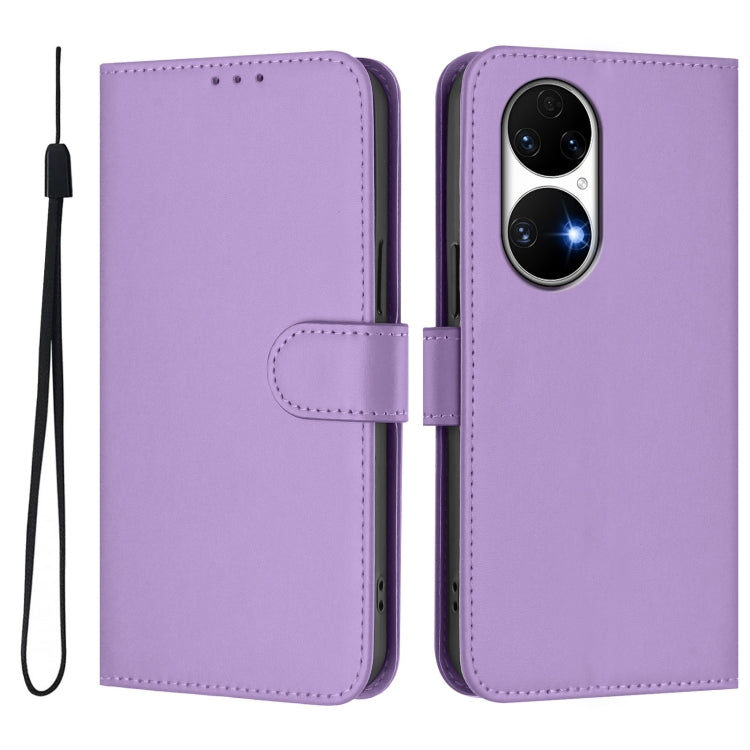 Funda de Piel con Cordón para Huawei P50 Skin Feel (Morado Lavanda)