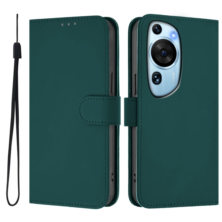 Funda de Piel Sintética con Diseño Artístico y Cordón para Huawei P60 (Verde Oscuro)