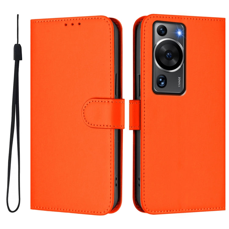 Funda de Piel Sintética con Cordón para Huawei P60/P60 Pro (Naranja)
