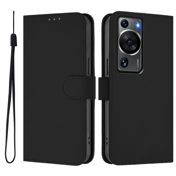 Funda de Piel Sintética con Cordón para Huawei P60 y P60 Pro (Negro)