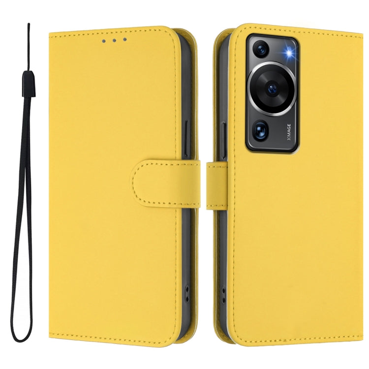 Funda de Piel Sintética con Cordón para Huawei P60/P60 Pro (Amarillo Limón)