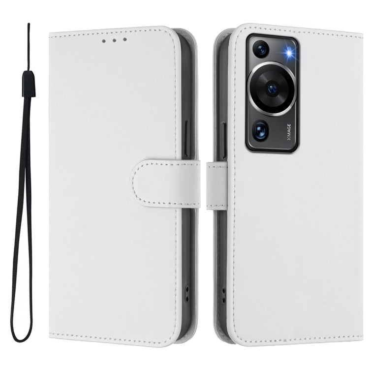 Funda de Piel Sintética con Cordón para Huawei P60/P60 Pro (Blanco)